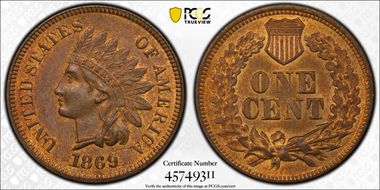 1869 1C MS63RB
