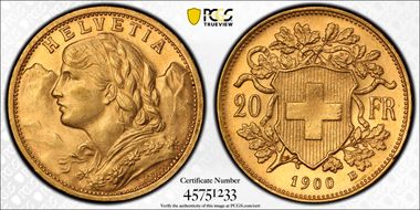 1900 B 20 Fr KM-35.1  Au MS64