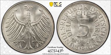 1966-D 5 Mk Regular Issue MS65