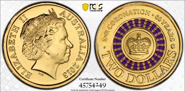 2013-C $2 Coronation Colorized MS66