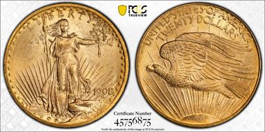 1908-D $20 No Motto MS65