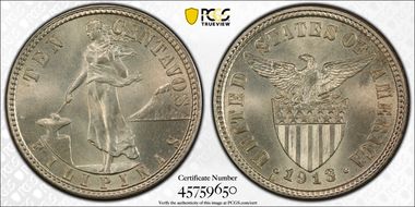 1913-S/S 10C Allen-8.09a MS65+