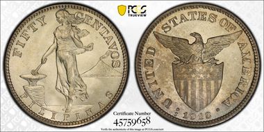 1918-S 50C Allen-14.07a Inverted S MS65