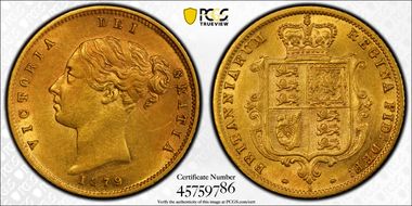 1879-S 1/2 Sov S-3862C AU58