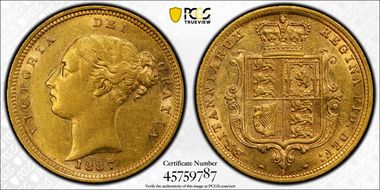 1887-S 1/2 Sov S-3862E Young Head AU53