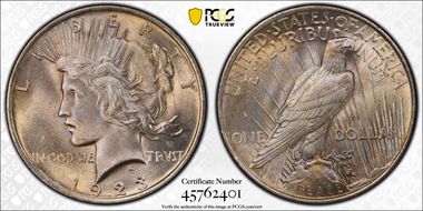 1923 $1 VAM 1AA Extra Hair MS64