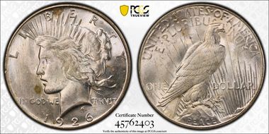 1926-S $1 VAM 3B, Overpolished Die MS63