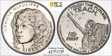 2021-P $1 Christa McAuliffe PR69DCAM