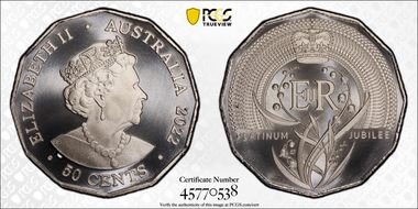 2022 50C Elizabeth II Platinum Jubilee MS69
