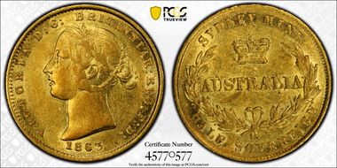 1863-SY 1/2 Sov AU55