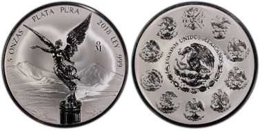 2018-Mo 5 Onza Libertad Ag Rev PR PR70