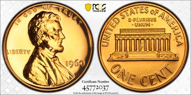 1960 1C Large Date PR67RD