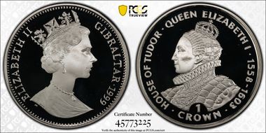 1999 Crown Queen Elizabeth I Ag PR69DCAM