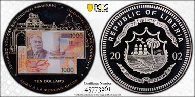 2002 $10 Goodbye Belgian Currency MS68