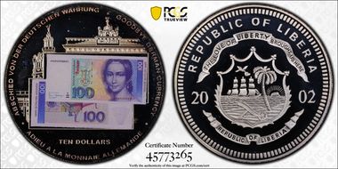 2002 $10 Goodbye German Currency Colorized MS68