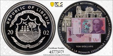 2002 $10 Goodbye Spanish Currency MS68