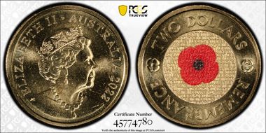 2022-C $2 Remembrance Day Colorized MS68