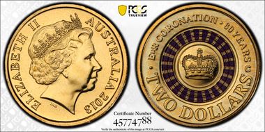 2013-C $2 Coronation Colorized MS67