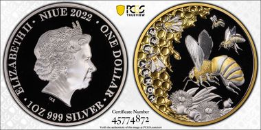 2022 $1 Honey Bee Selective Gilt PR70DCAM
