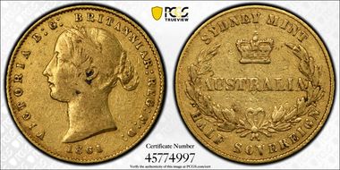 1861/0-SY 1/2 Sov VF35