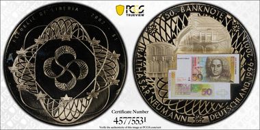 2002 $1 Balthasar Neumann 50 Deutche Mark Banknote MS68