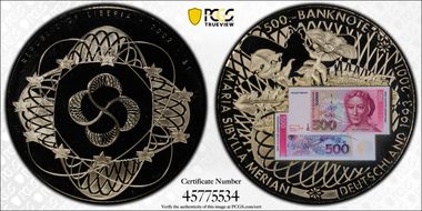 2002 $1 Maria Sibylla Merian 500 Deutche Mark Banknote MS68