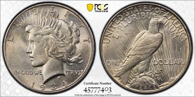 1934-D $1 MS62