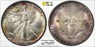 1986 $1 Silver Eagle MS69