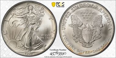 1995 $1 Silver Eagle MS69