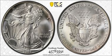 1994 $1 Silver Eagle MS69