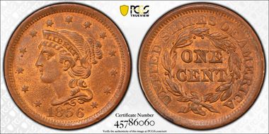 1856 1C N-11 Upright 5 MS64+ RB