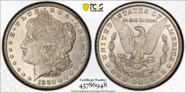 1880-CC $1 8/Low 7 MS63