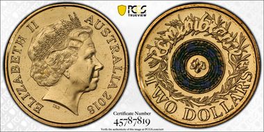 2018 $2 Remembrance Day Rosemary 30th Ann. $2 Coin Colorized MS66