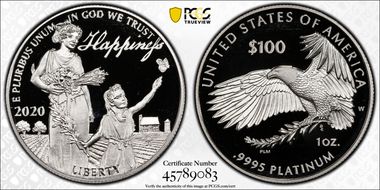 2020-W $100 Platinum Eagle - Happiness PR69DCAM