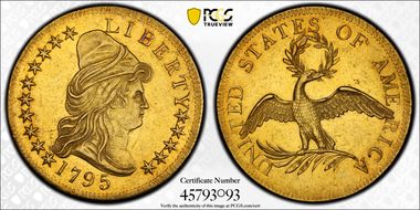 1795 $10 BD-1, 13 Leaves AU58