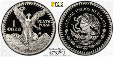1989-Mo Onza Libertad Ag w/o Dot 999 PR69DCAM