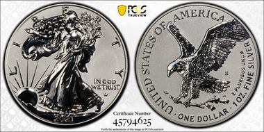 2021-S $1 Silver Eagle Rev PR - Type 2 Designer Edition - First Strike PR70