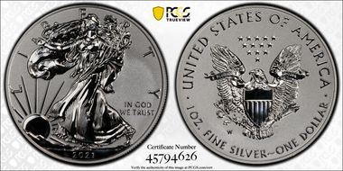 2021-W $1 Silver Eagle Rev PR - Type 1 Designer Edition - First Strike PR70
