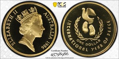 1986 $1 Peace PR70DCAM