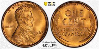 1937 1C MS67RD