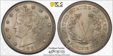 1883 5C No CENTS MS65