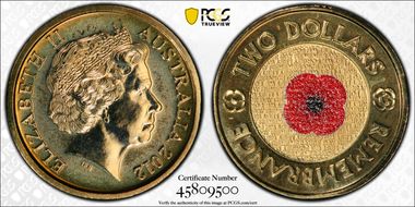2012-C $2 Remembrance Day Colorized MS68