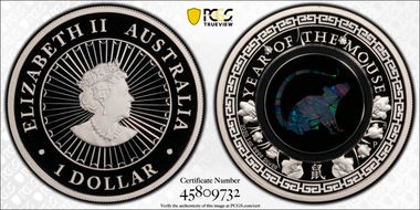 2020-P $1 Year of the Mouse Opal Ag PR69DCAM