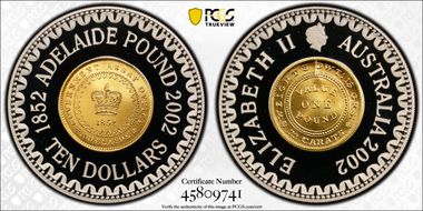 2002 $10 Adelaide Pound PR70DCAM
