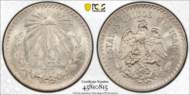 1919-M Peso KM-454  Ag MS64