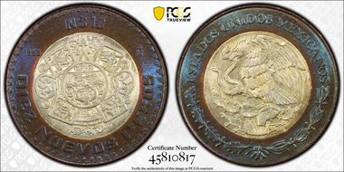 1993-Mo 10 Peso MS64