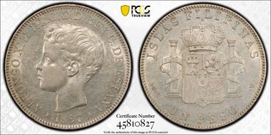 1897-SG V Peso Calico-122  Ag AU58