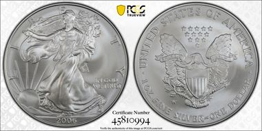 2006-W $1 Burnished Silver Eagle SP70