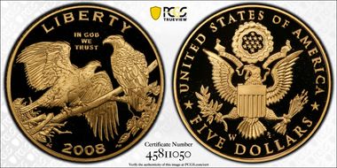 2008-W $5 Bald Eagle PR70DCAM