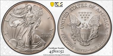 2006-W $1 Burnished Silver Eagle 20th Anniversary SP70